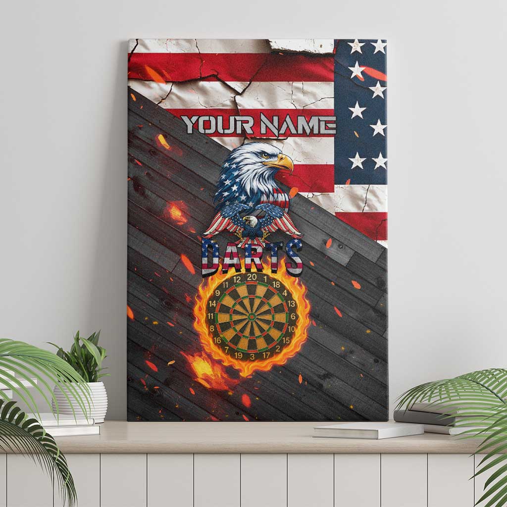 Custom American Flag and Bald Eagle Darts Canvas Wall Art with Flaming Dartboard - Wonder Print Shop