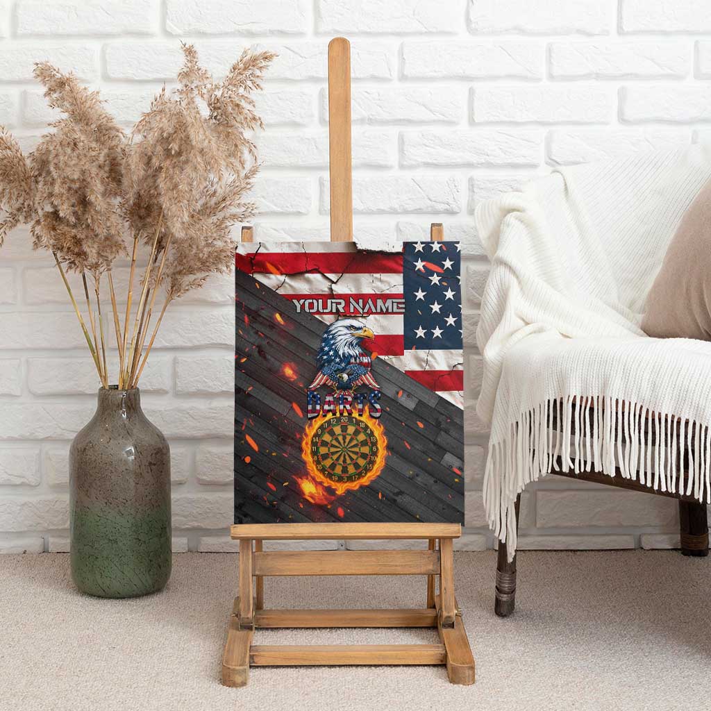 Custom American Flag and Bald Eagle Darts Canvas Wall Art with Flaming Dartboard - Wonder Print Shop