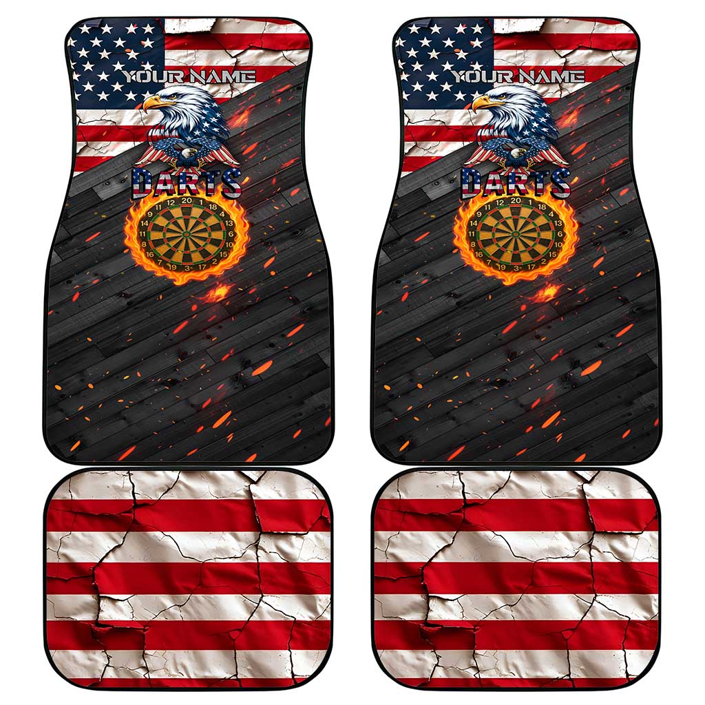 Custom American Flag and Bald Eagle Darts Car Mats with Flaming Dartboard - Wonder Print Shop