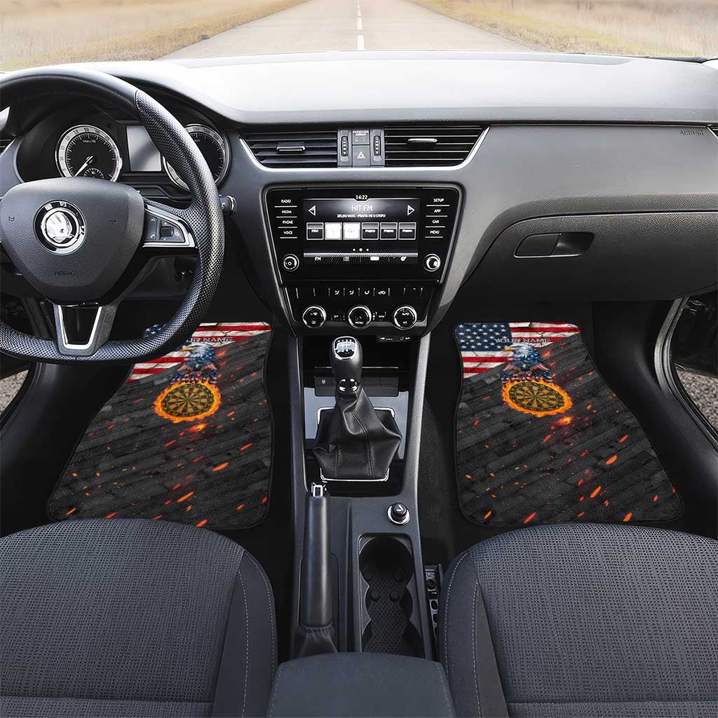 Custom American Flag and Bald Eagle Darts Car Mats with Flaming Dartboard - Wonder Print Shop