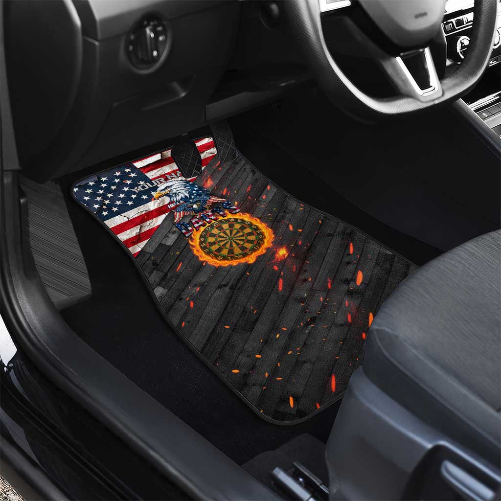 Custom American Flag and Bald Eagle Darts Car Mats with Flaming Dartboard - Wonder Print Shop