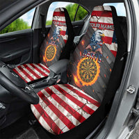Custom American Flag and Bald Eagle Darts Car Seat Cover with Flaming Dartboard - Wonder Print Shop