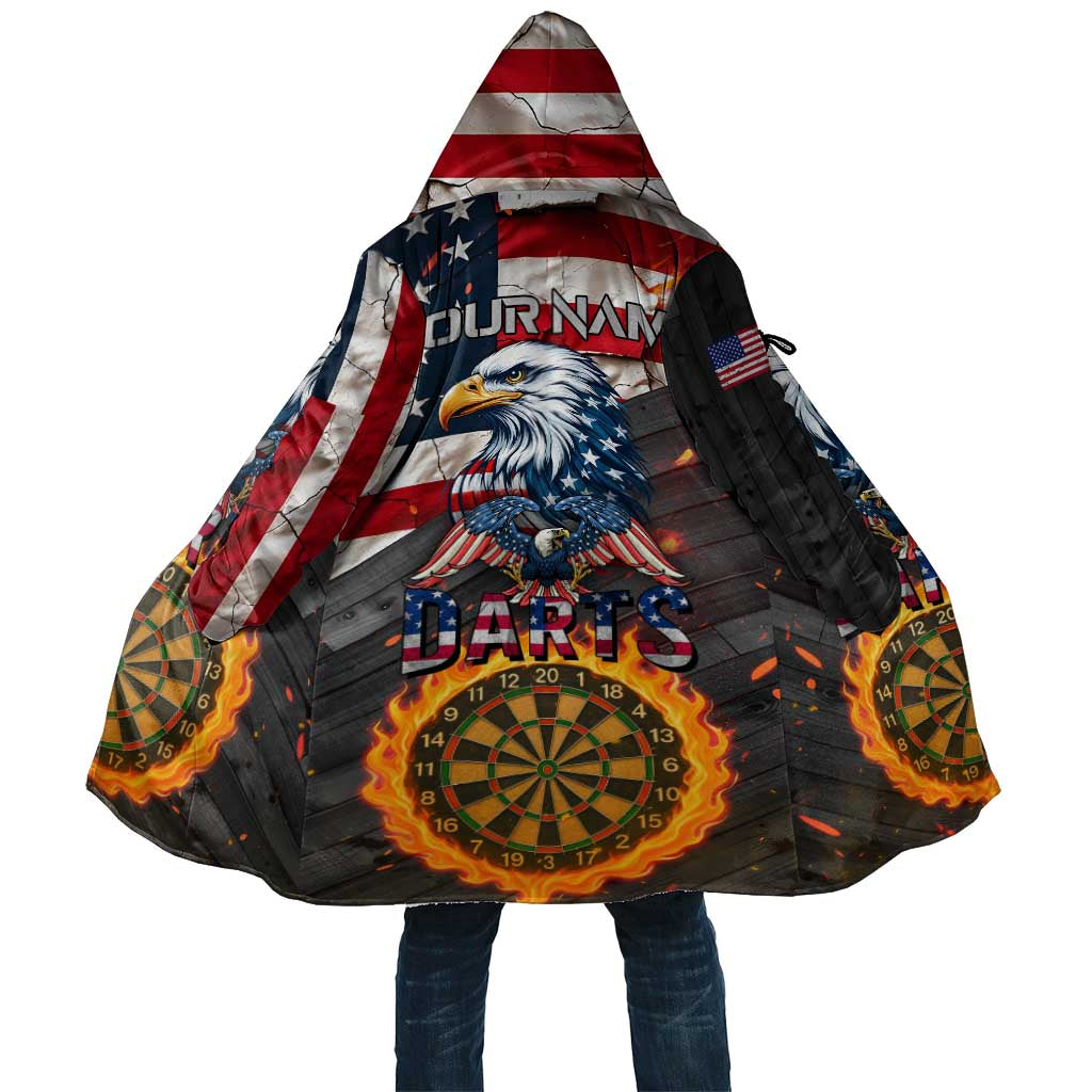 Custom American Flag and Bald Eagle Darts Cloak with Flaming Dartboard - Wonder Print Shop