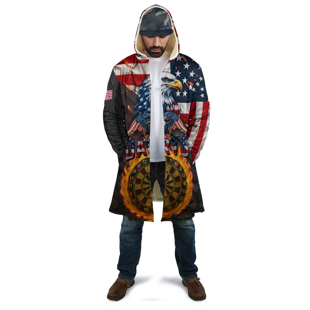 Custom American Flag and Bald Eagle Darts Cloak with Flaming Dartboard - Wonder Print Shop