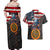 Custom American Flag and Bald Eagle Darts Couples Matching Off Shoulder Maxi Dress and Hawaiian Shirt with Flaming Dartboard - Wonder Print Shop