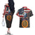 Custom American Flag and Bald Eagle Darts Couples Matching Off The Shoulder Long Sleeve Dress and Hawaiian Shirt with Flaming Dartboard - Wonder Print Shop