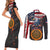 Custom American Flag and Bald Eagle Darts Couples Matching Short Sleeve Bodycon Dress and Long Sleeve Button Shirt with Flaming Dartboard - Wonder Print Shop