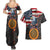 Custom American Flag and Bald Eagle Darts Couples Matching Summer Maxi Dress and Hawaiian Shirt with Flaming Dartboard - Wonder Print Shop