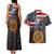 Custom American Flag and Bald Eagle Darts Couples Matching Tank Maxi Dress and Hawaiian Shirt with Flaming Dartboard - Wonder Print Shop