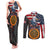 Custom American Flag and Bald Eagle Darts Couples Matching Tank Maxi Dress and Long Sleeve Button Shirt with Flaming Dartboard - Wonder Print Shop