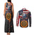 Custom American Flag and Bald Eagle Darts Couples Matching Tank Maxi Dress and Long Sleeve Button Shirt with Flaming Dartboard - Wonder Print Shop