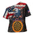 Custom American Flag and Bald Eagle Darts Cross Shoulder Shirt with Flaming Dartboard - Wonder Print Shop