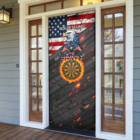 Custom American Flag and Bald Eagle Darts Door Cover with Flaming Dartboard - Wonder Print Shop