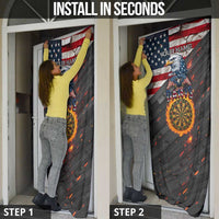Custom American Flag and Bald Eagle Darts Door Cover with Flaming Dartboard - Wonder Print Shop