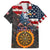 Custom American Flag and Bald Eagle Darts Family Matching Long Sleeve Bodycon Dress and Hawaiian Shirt with Flaming Dartboard - Wonder Print Shop