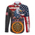 Custom American Flag and Bald Eagle Darts Family Matching Long Sleeve Bodycon Dress and Hawaiian Shirt with Flaming Dartboard - Wonder Print Shop