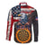 Custom American Flag and Bald Eagle Darts Family Matching Long Sleeve Bodycon Dress and Hawaiian Shirt with Flaming Dartboard - Wonder Print Shop