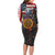 Custom American Flag and Bald Eagle Darts Family Matching Long Sleeve Bodycon Dress and Hawaiian Shirt with Flaming Dartboard - Wonder Print Shop