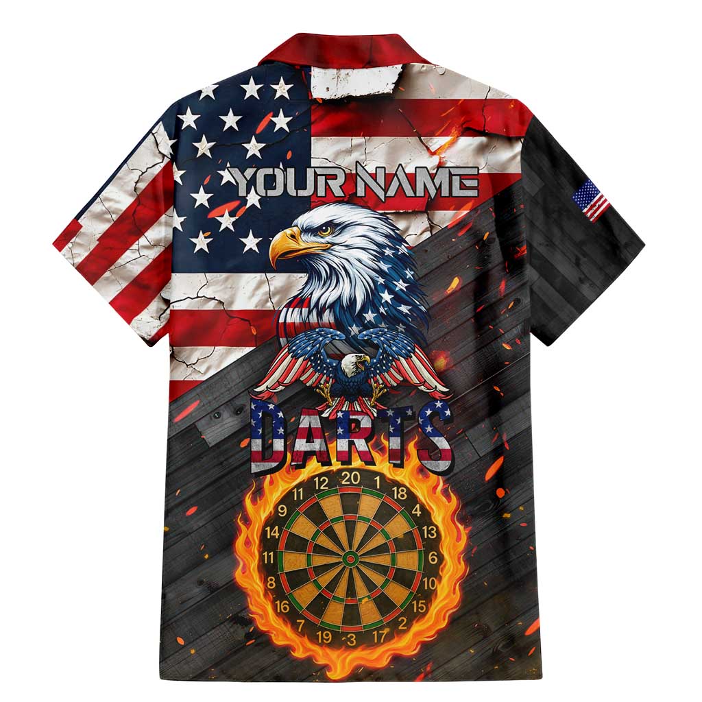 Custom American Flag and Bald Eagle Darts Family Matching Mermaid Dress and Hawaiian Shirt with Flaming Dartboard - Wonder Print Shop