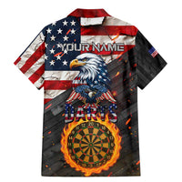 Custom American Flag and Bald Eagle Darts Family Matching Mermaid Dress and Hawaiian Shirt with Flaming Dartboard - Wonder Print Shop