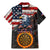 Custom American Flag and Bald Eagle Darts Family Matching Mermaid Dress and Hawaiian Shirt with Flaming Dartboard - Wonder Print Shop