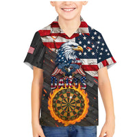 Custom American Flag and Bald Eagle Darts Family Matching Mermaid Dress and Hawaiian Shirt with Flaming Dartboard - Wonder Print Shop