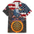 Custom American Flag and Bald Eagle Darts Family Matching Off The Shoulder Long Sleeve Dress and Hawaiian Shirt with Flaming Dartboard - Wonder Print Shop