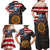 Custom American Flag and Bald Eagle Darts Family Matching Off Shoulder Maxi Dress and Hawaiian Shirt with Flaming Dartboard - Wonder Print Shop