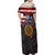 Custom American Flag and Bald Eagle Darts Family Matching Off Shoulder Maxi Dress and Hawaiian Shirt with Flaming Dartboard - Wonder Print Shop