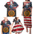 Custom American Flag and Bald Eagle Darts Family Matching Puletasi and Hawaiian Shirt with Flaming Dartboard - Wonder Print Shop