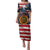 Custom American Flag and Bald Eagle Darts Family Matching Puletasi and Hawaiian Shirt with Flaming Dartboard - Wonder Print Shop