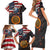 Custom American Flag and Bald Eagle Darts Family Matching Short Sleeve Bodycon Dress and Hawaiian Shirt with Flaming Dartboard - Wonder Print Shop