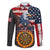 Custom American Flag and Bald Eagle Darts Family Matching Short Sleeve Bodycon Dress and Hawaiian Shirt with Flaming Dartboard - Wonder Print Shop