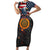 Custom American Flag and Bald Eagle Darts Family Matching Short Sleeve Bodycon Dress and Hawaiian Shirt with Flaming Dartboard - Wonder Print Shop