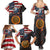 Custom American Flag and Bald Eagle Darts Family Matching Summer Maxi Dress and Hawaiian Shirt with Flaming Dartboard - Wonder Print Shop