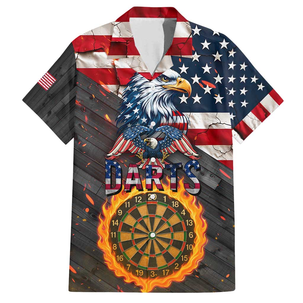 Custom American Flag and Bald Eagle Darts Family Matching Tank Maxi Dress and Hawaiian Shirt with Flaming Dartboard - Wonder Print Shop