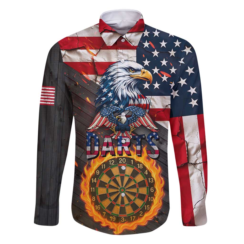 Custom American Flag and Bald Eagle Darts Family Matching Tank Maxi Dress and Hawaiian Shirt with Flaming Dartboard - Wonder Print Shop
