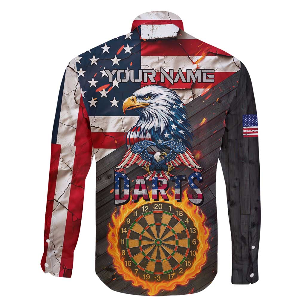 Custom American Flag and Bald Eagle Darts Family Matching Tank Maxi Dress and Hawaiian Shirt with Flaming Dartboard - Wonder Print Shop