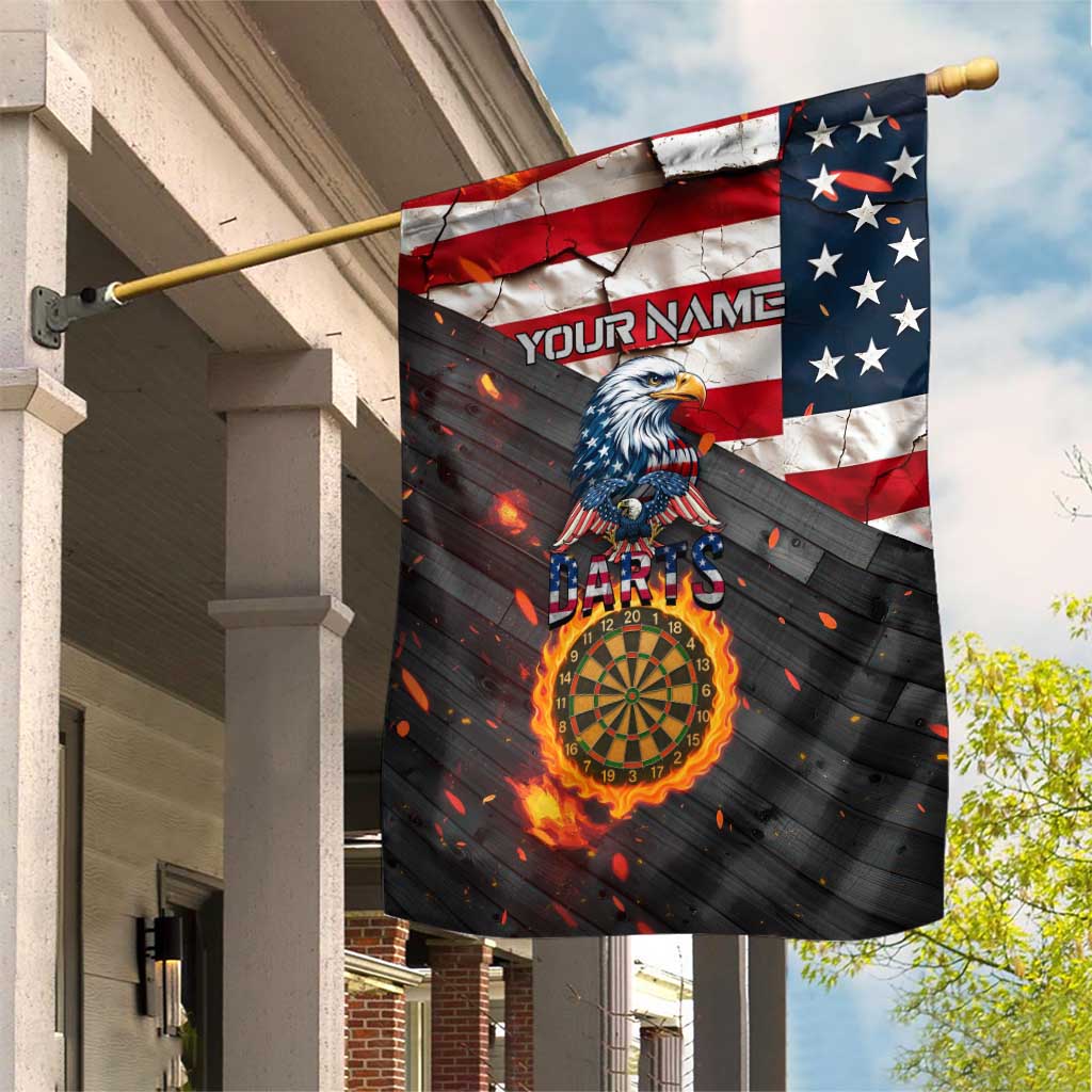 Custom American Flag and Bald Eagle Darts Garden Flag with Flaming Dartboard - Wonder Print Shop