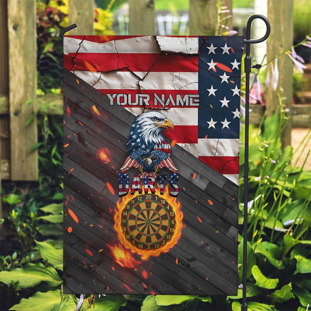 Custom American Flag and Bald Eagle Darts Garden Flag with Flaming Dartboard - Wonder Print Shop