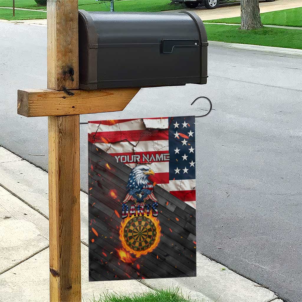 Custom American Flag and Bald Eagle Darts Garden Flag with Flaming Dartboard - Wonder Print Shop