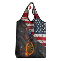 Custom American Flag and Bald Eagle Darts Grocery Bag with Flaming Dartboard - Wonder Print Shop
