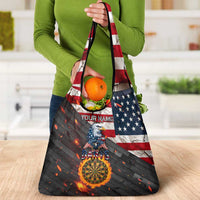 Custom American Flag and Bald Eagle Darts Grocery Bag with Flaming Dartboard - Wonder Print Shop