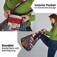 Custom American Flag and Bald Eagle Darts Grocery Bag with Flaming Dartboard - Wonder Print Shop