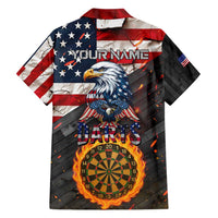 Custom American Flag and Bald Eagle Darts Hawaiian Shirt with Flaming Dartboard - Wonder Print Shop