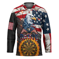 Custom American Flag and Bald Eagle Darts Hockey Jersey with Flaming Dartboard - Wonder Print Shop