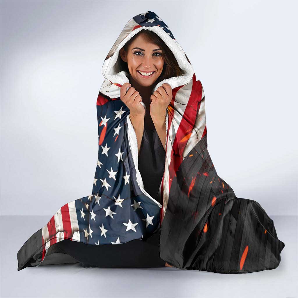 Custom American Flag and Bald Eagle Darts Hooded Blanket with Flaming Dartboard - Wonder Print Shop