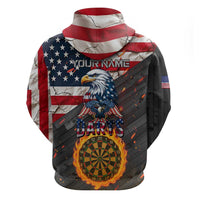Custom American Flag and Bald Eagle Darts Hoodie with Flaming Dartboard - Wonder Print Shop