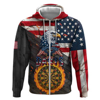 Custom American Flag and Bald Eagle Darts Hoodie with Flaming Dartboard - Wonder Print Shop