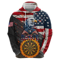Custom American Flag and Bald Eagle Darts Hoodie with Flaming Dartboard - Wonder Print Shop